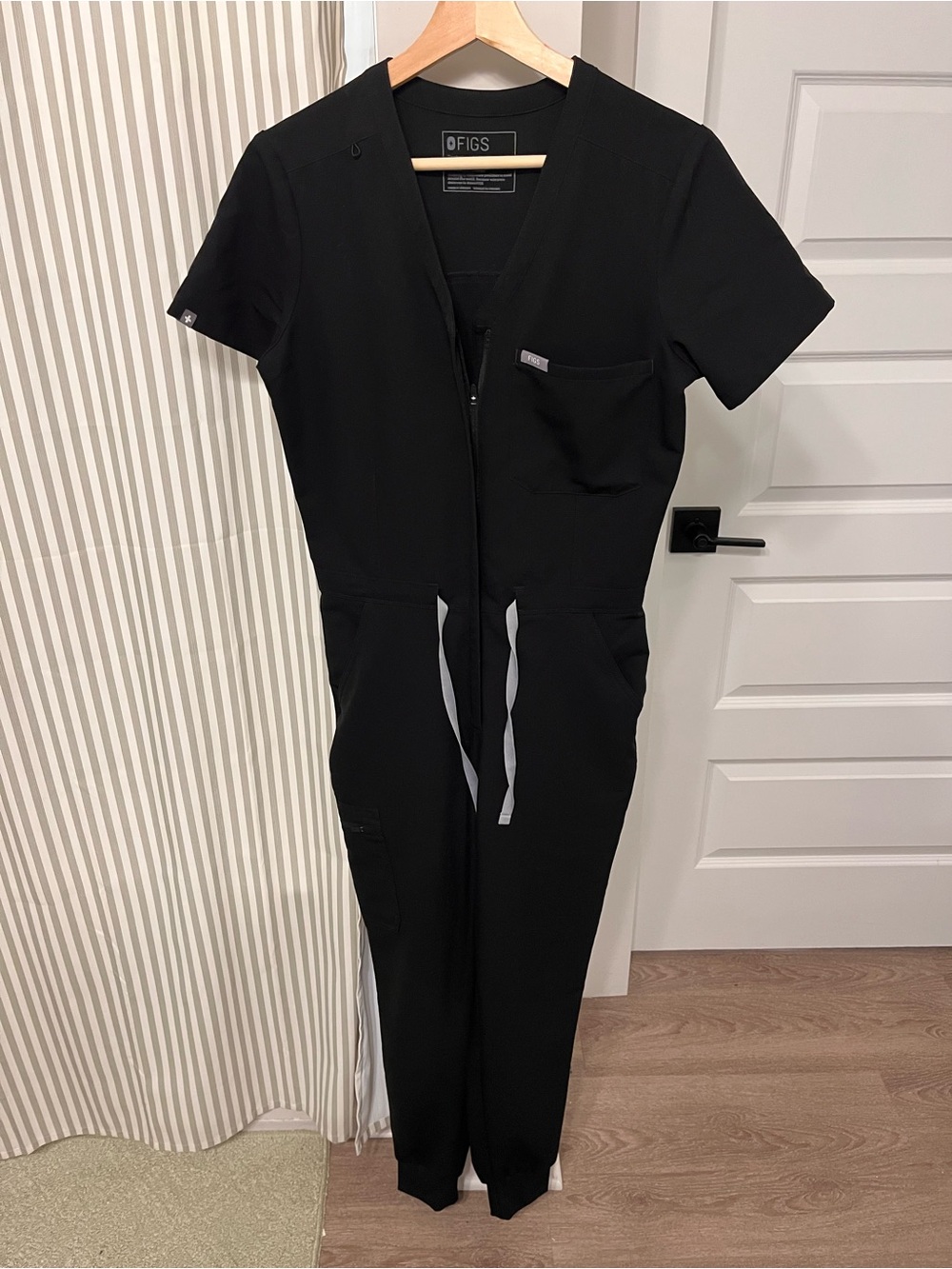 FIGS Black Women's Zip-Front Scrub Jumpsuit